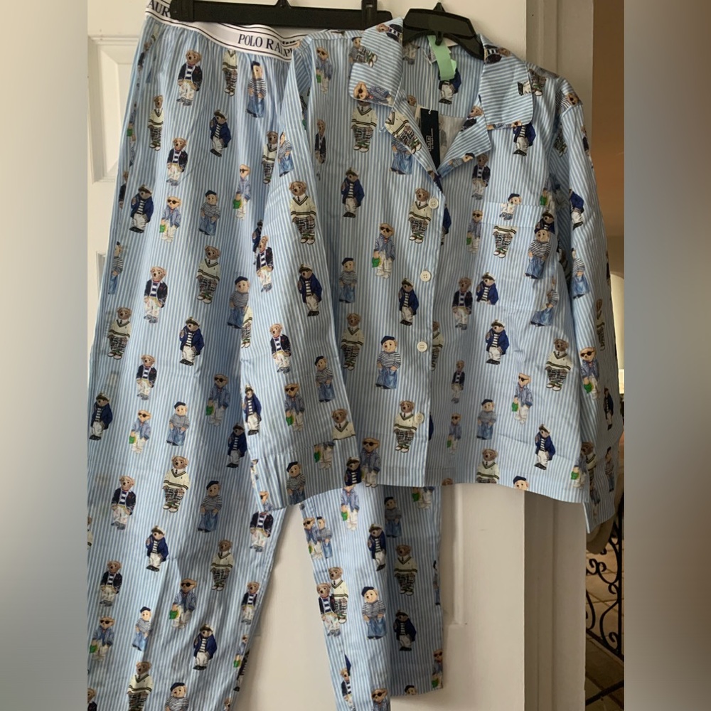 Polo Ralph Lauren Iconic Madison Bear Striped Pajama Set size XL NWT - Picture 8 of 10